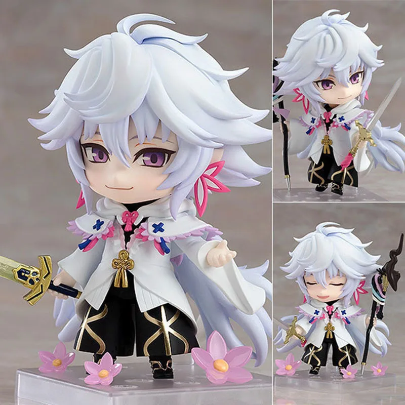 

10cmGSC Style Nendoroid Merlin 970 Flower Magician Anime Chibi Clay Doll Figure Swap FaceCollectible Boxed PVC Statue Gift