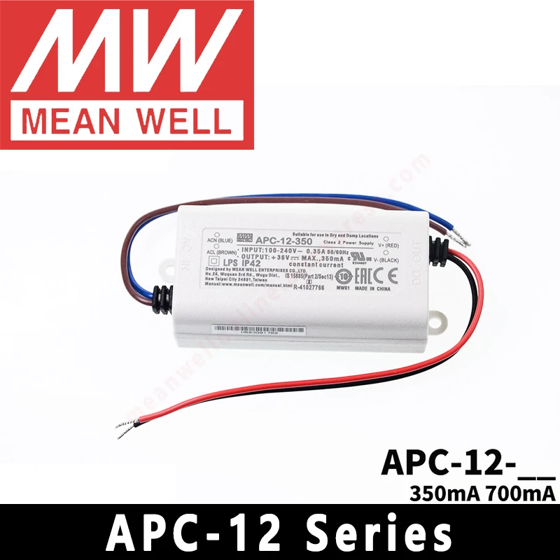 Meanwell LED Driver APC-12 Series 350mA/700mA meanwel LED Transformer IP42 LED Power Supply Constant current Adapter