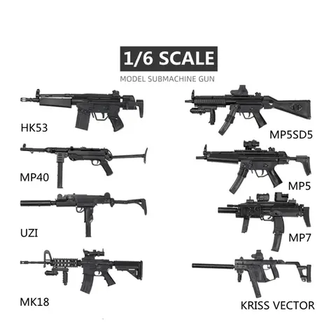 1/6th Mini Jigsaw Puzzle HK416 MP40 AK47 SVD G36 Automatic Rifle Plastic Black Gun Model Assemble Toy for 12inch Action Figures