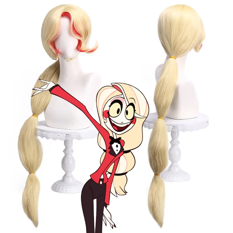 Synthetic Wavy Wig Inspired By Cha-r-lie Morningstar Style Long Corn Fiber Anime Cosplay Heat Resistant Party Hair