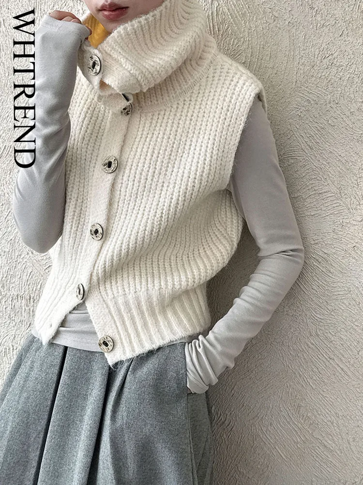 

WHTREND Korean Style Layered Loose Pile Collar Short Vest For Women Autumn New Loose Chic Top WH1568