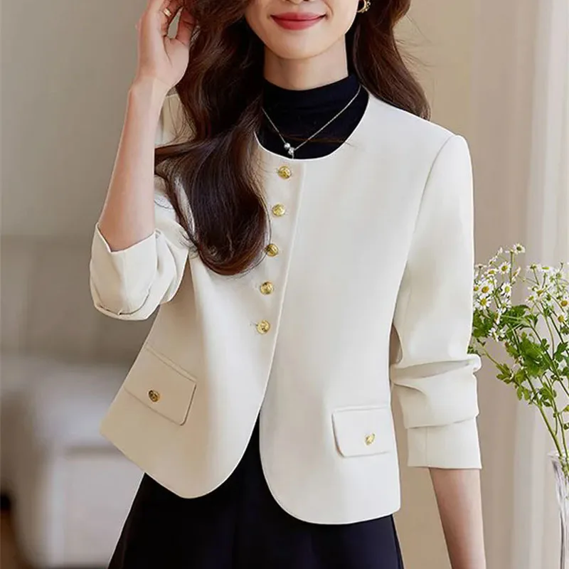 

Small Fragrant Style Women's suits Blazer short fashion suit jacket 2026 new spring autumn round neck versatile suit coat top