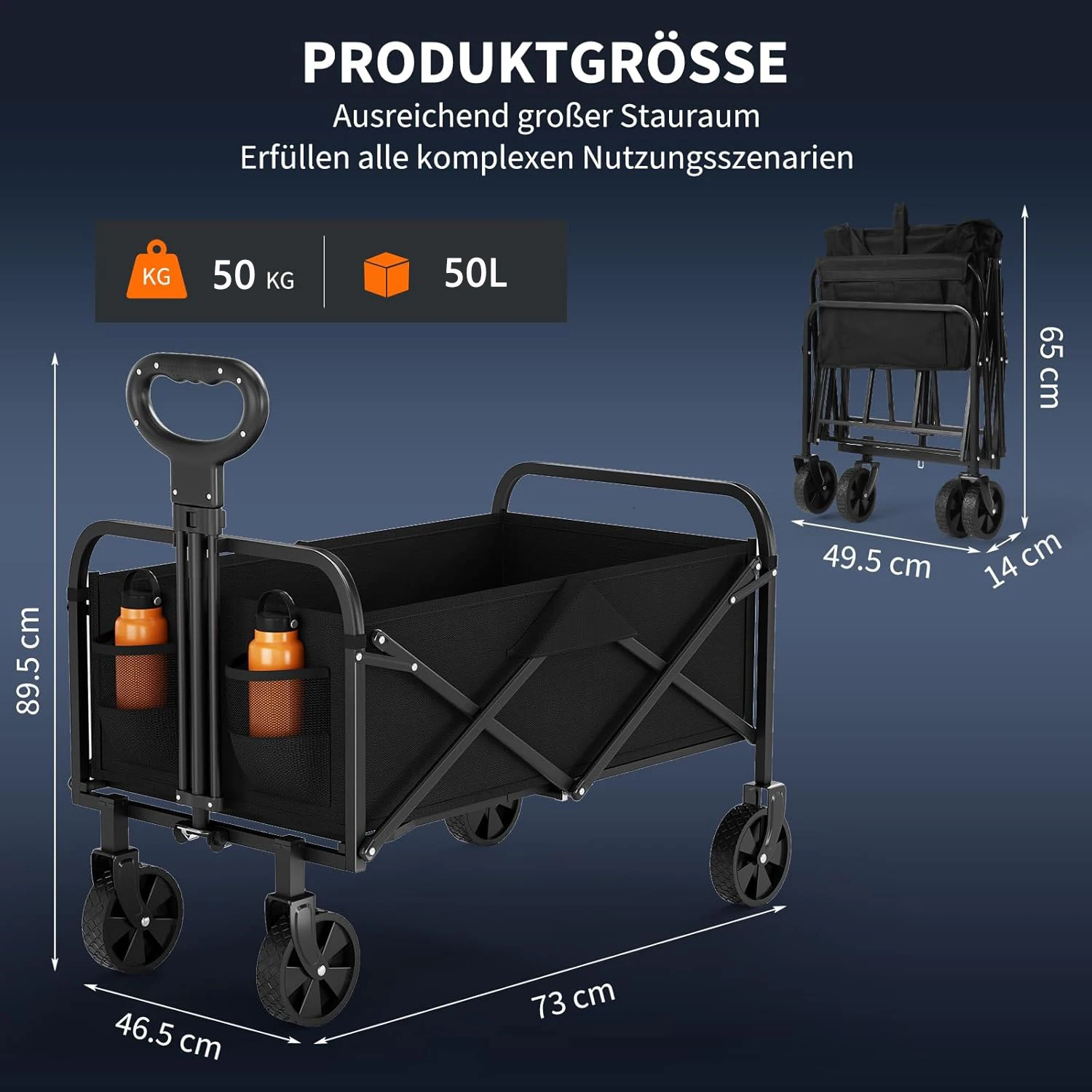 عربة عربة الحديقة المحمولة عربة التخييم خفيفة الوزن قابلة للطي عربات عربة التخييم في الهواء الطلق الشاطئ التسوق عربة المرافق #4