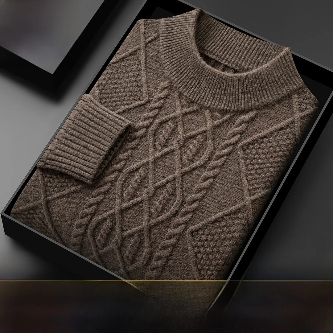 

Pierre Cardin Men's Wool Sweater High Collar Thiened Warm Knitted Sweater Pure Color Casual Faion Winter Base Layer irt