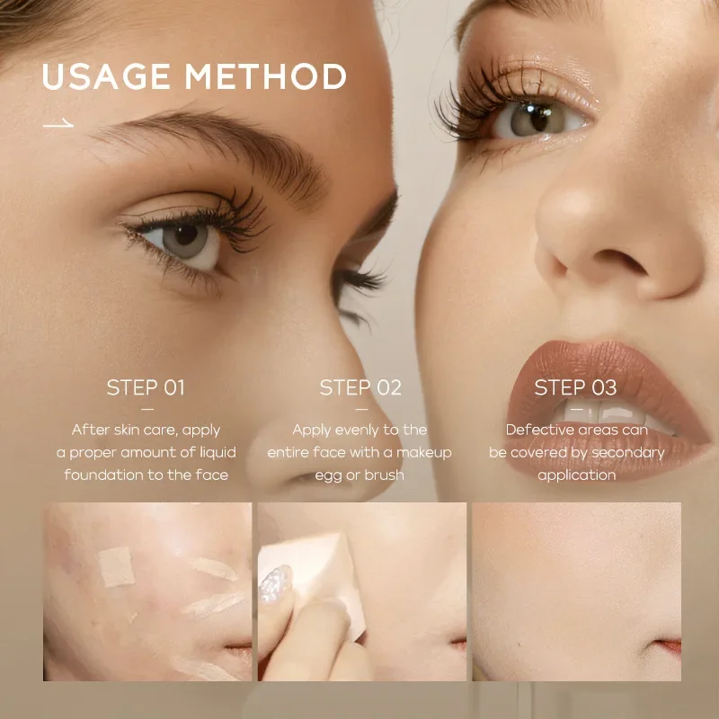 

Liquid Foundation Long-lasting Waterproof Oil Control Moisture Long-lasting Concealer High Coverage Female Facial Cosmetics