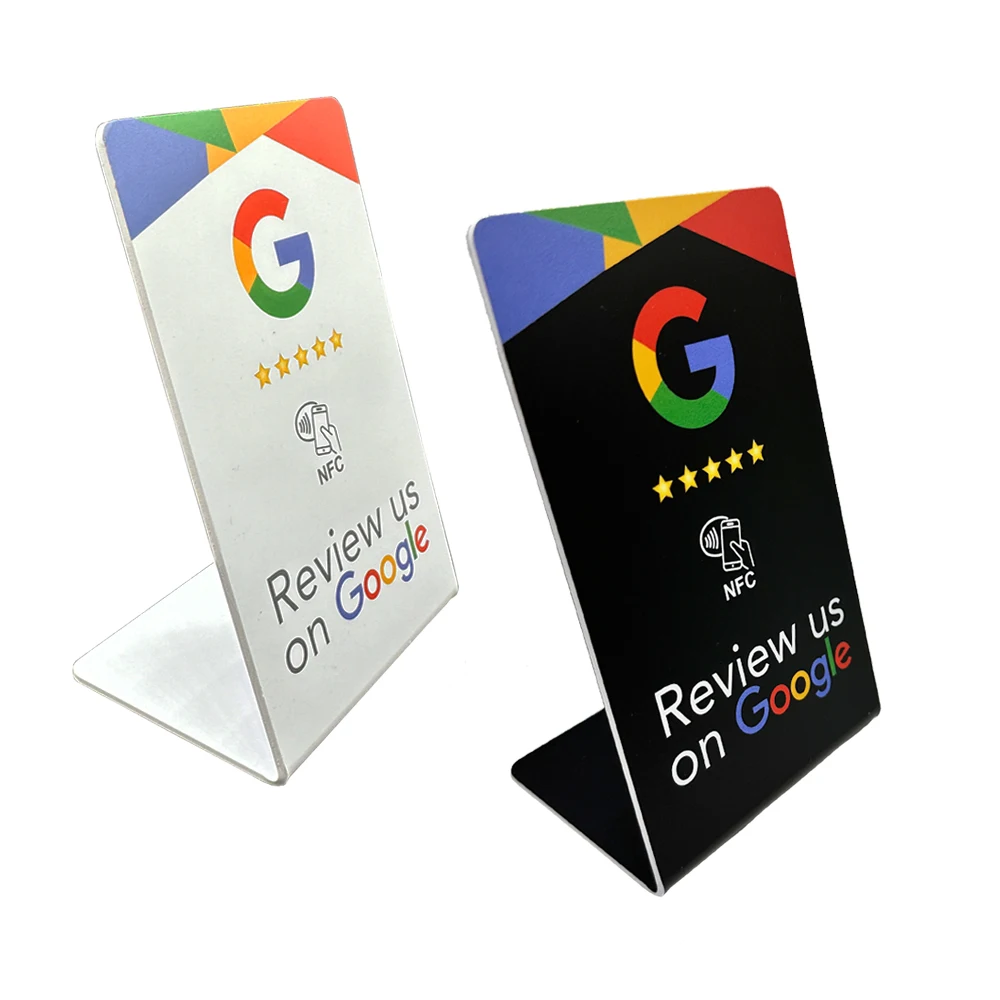 New NFC Google Reviews Bracket 13.56Mhz Programmable Google Review Card NFC station table bending Card Standing brand bracket