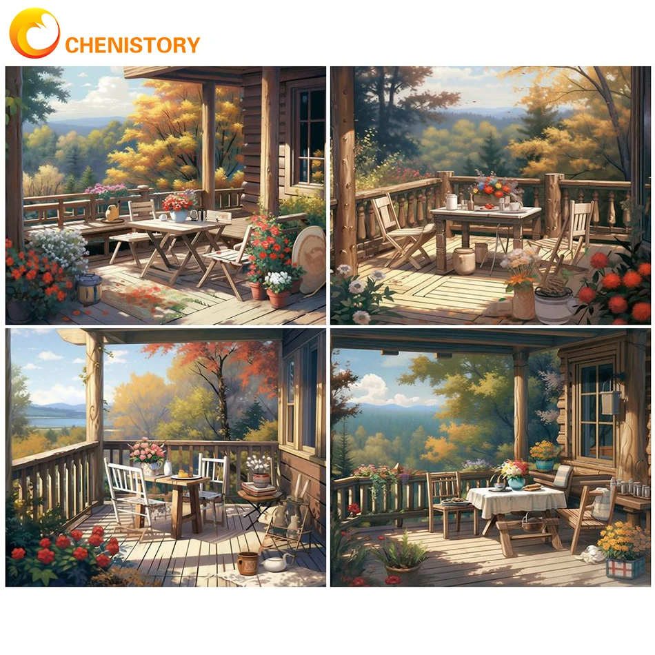 

CHENISTORY Oil Painting By Numbers HandPainted Gift Picture By Numbers Scenery For Adult Kit Home Decoration Handmade