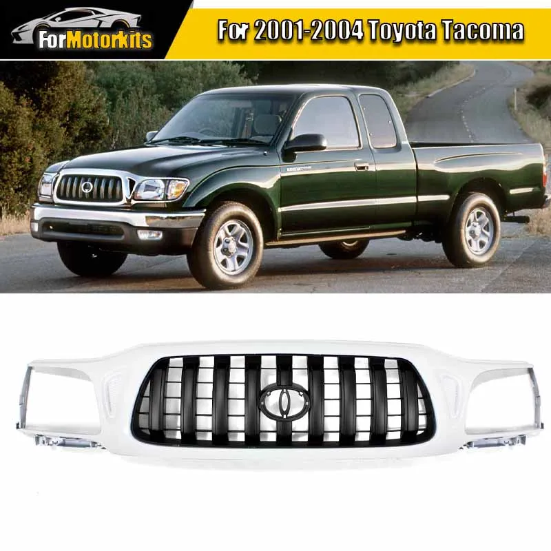 Front Bumper Upper Grille Compatible with  2001-2004 Toyota Tacoma Front Radiator Grille  Air Intake Mesh Grill 040 Super White