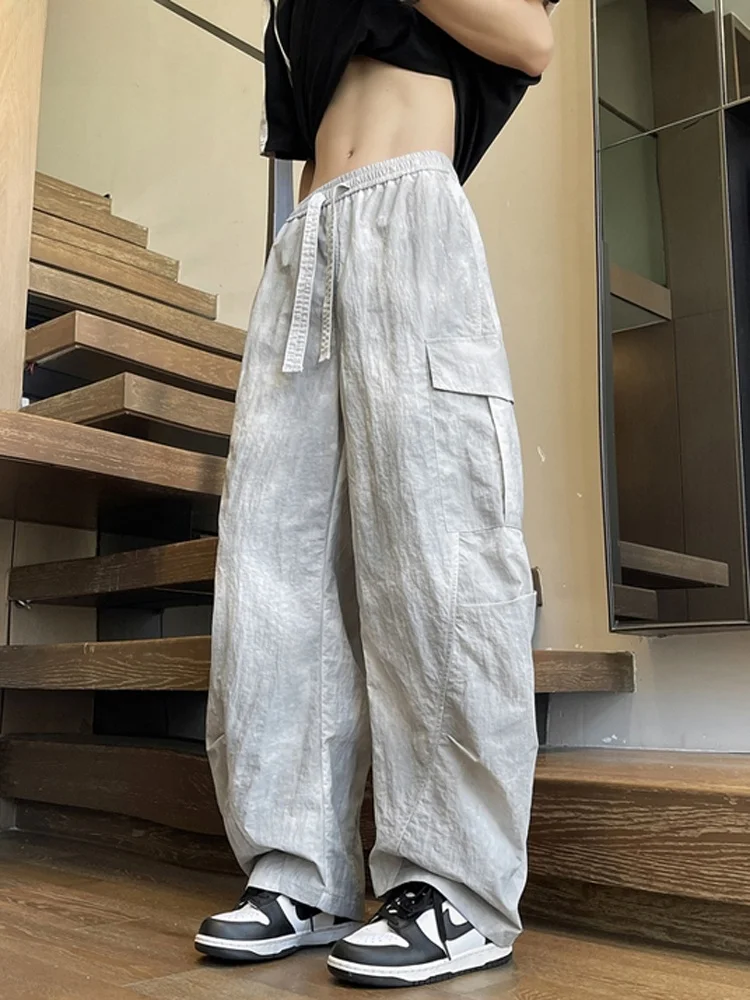 

Men's Summer Thin Wide Leg Waterproof Outdoor Cargo Pants Loose Fit American Retro Camouflage Workwear Straight Leg Casual Tr...