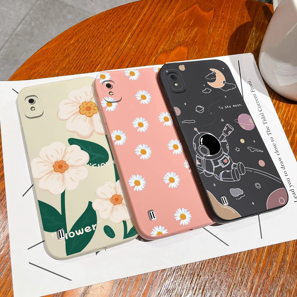 Case For Samsung A10 A10S M01S Romantic Flower Soft Liquid Silicone Camera Protection Phone Back Cover For Galaxy A 10 Bumper