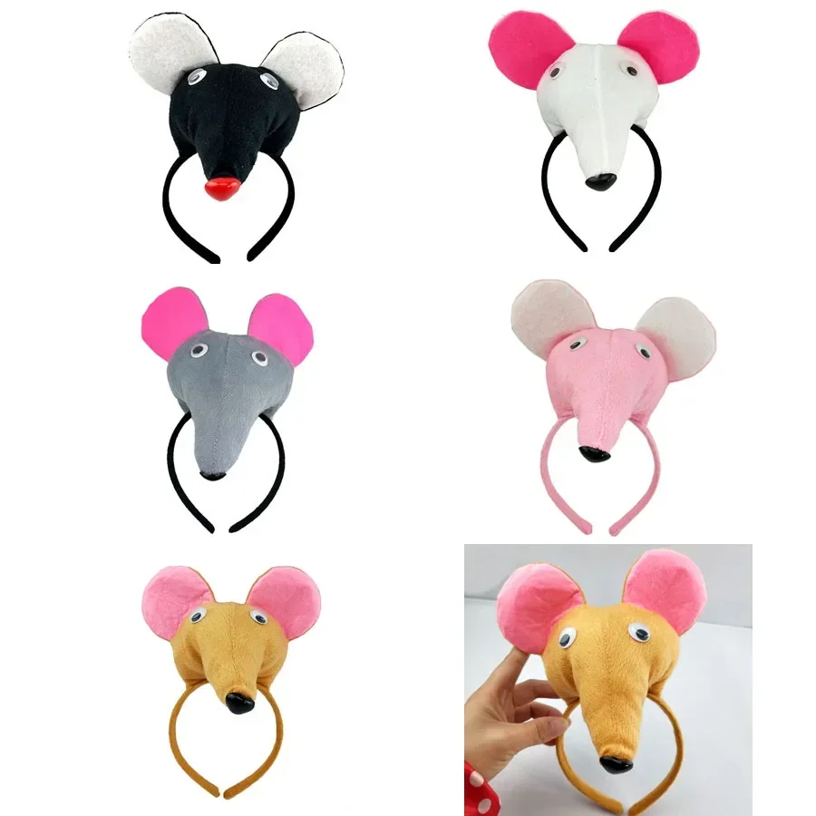 Volwassenen Kinderen Pluche Cartoon Dier Muis Rat Haar Hoepel Hoofdband Voor Verjaardagsfeestje Cosplay Kostuum Kerst Halloween