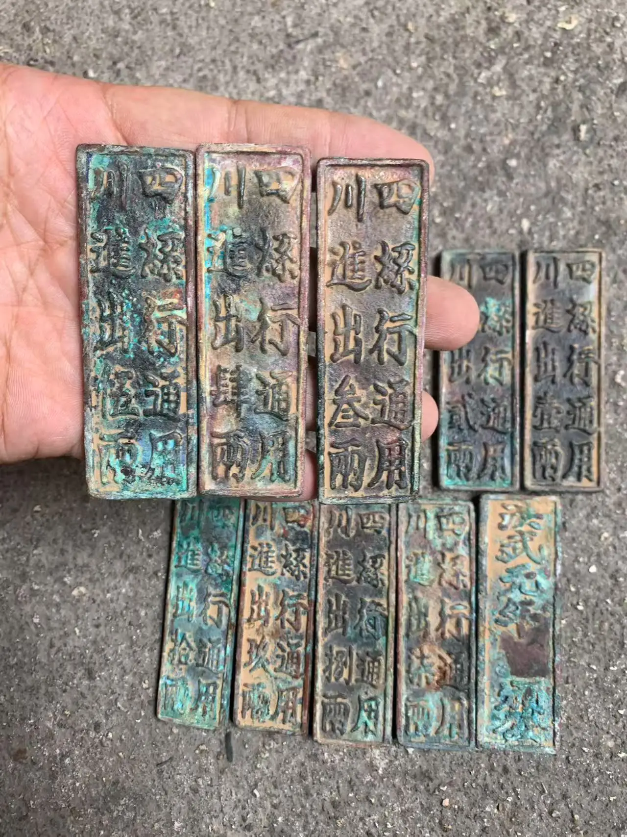 Rare old Chinese MingDyansty(Hong Wu) bonze money coin statue,10 pieces/set,Free shipping