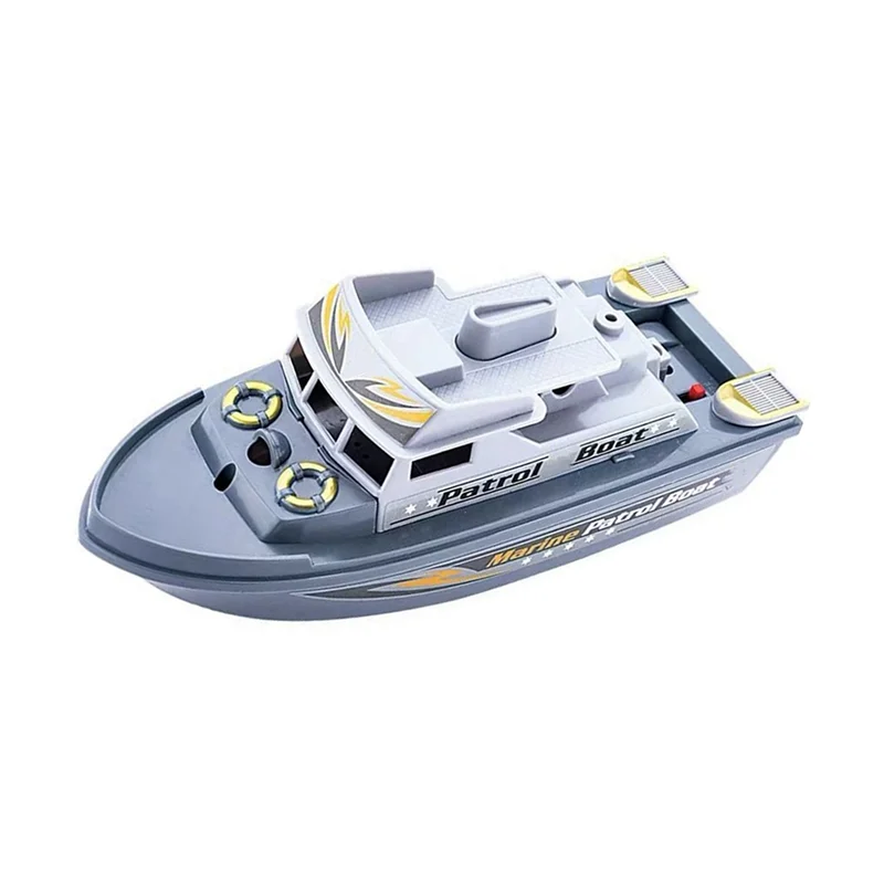

ABUM-Speed Boat Water Electric Patrol Boat Model With Siren And Lights, Durable Easy To Use Blue+Grey