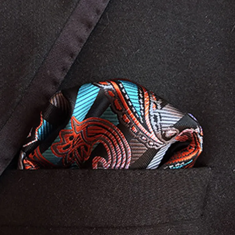 منديل رجالي مربع الجيب أنيق بأنماط كلاسيكية لحفلات الزفاف الرسمية