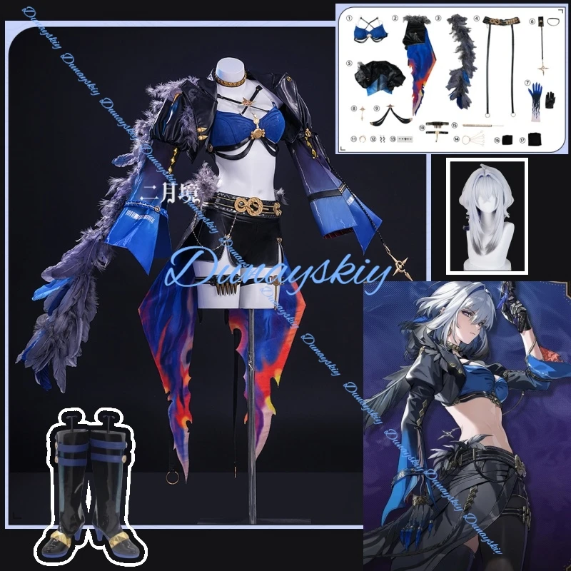 

Wuthering Waves Galbrena Косплей Костюм Парик Обувь Униформа Экипировка Синяя Куртка Карнавал Хэллоуин Вечеринка для Ролевых Игр Cos Реквизит