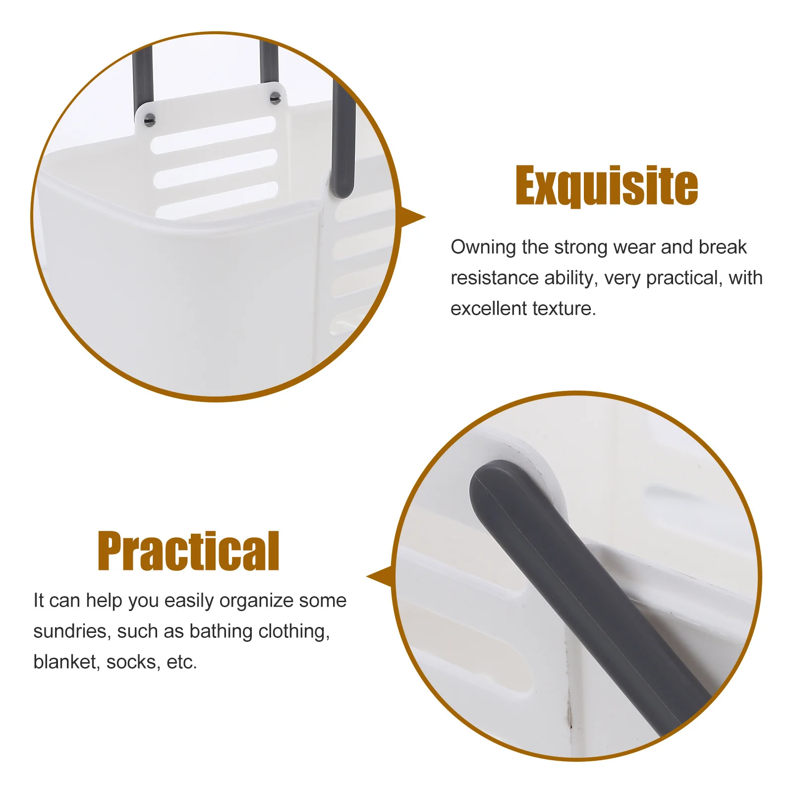 

2Pcs Large Capacity Plastic Sundries Baskets Handled Bathroom Draining Storage Containers for Bedroom Kitchen Living Room