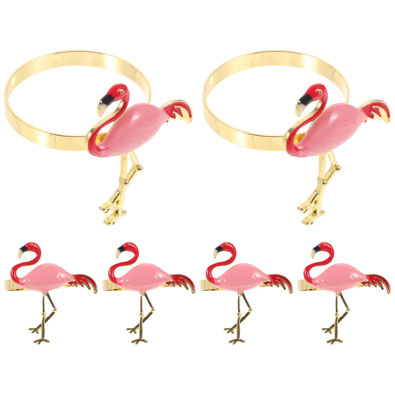 

6pcs Flamingo Design Rings Festive Table Decorations Elegant Buckles High-Grade Easy-Clean Simple Stylish Napkin Clasps