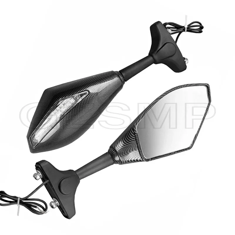 Fit for Honda CBR 600 F4i 929 954 RR F1 F2 Motorcycle Carbon fiber pattern LED Turn Signals Rearview Sport Bike Mirrors