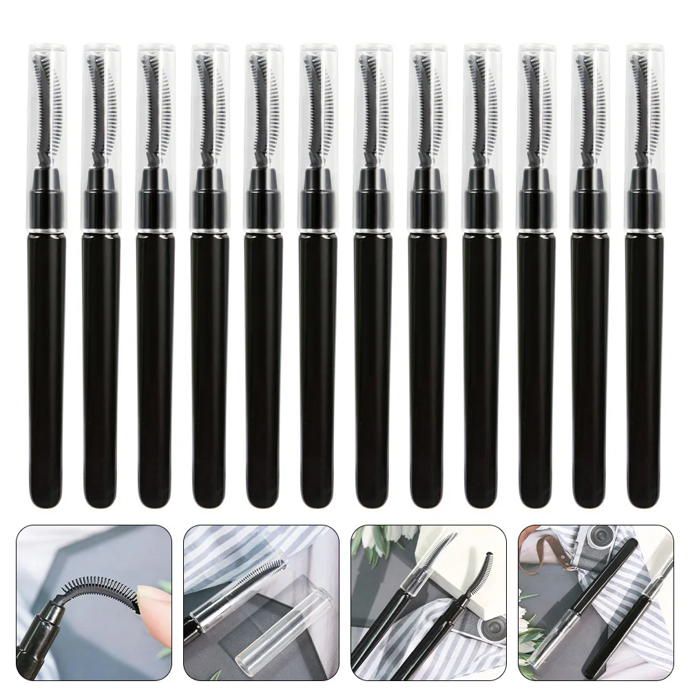 12개입 속눈썹 빗 휴대용 실리콘 속눈썹 브러시 여성용 그루밍 도구 여행용 메이크업 액세서리 속눈썹 메이크업 빗