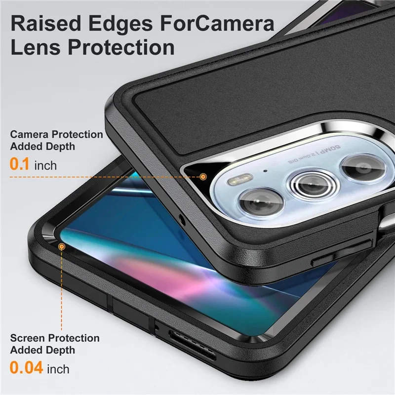 Etui na telefon 3 w 1 Heavy Armor Shockproof Defend do Motorola Moto Edge 30 Pro Plus 2022 Hard Plastic TPU Protection Back Cover