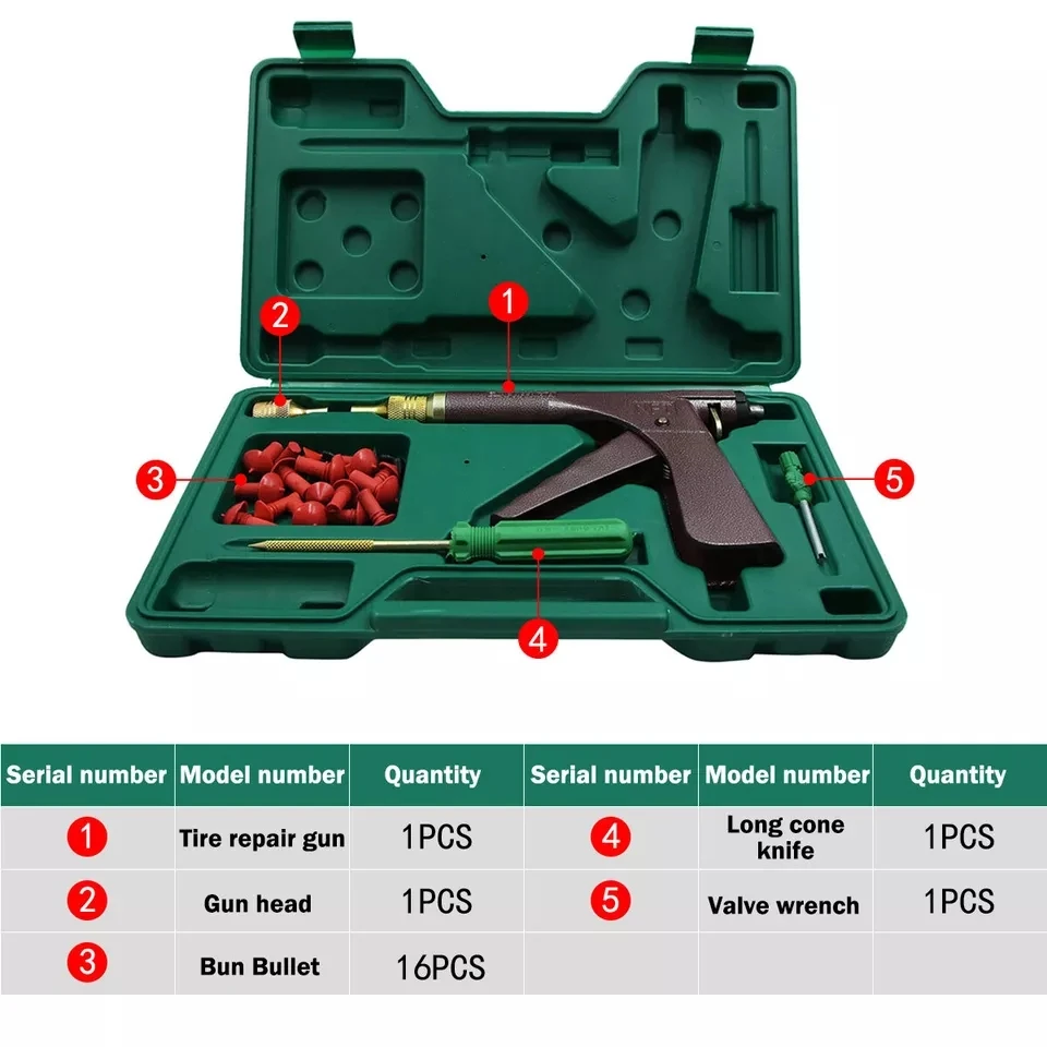 Auto Motorrad Fahrrad Tubeless Reifen Reparatur Punktion Professionelle Reparatur Kit Vakuum Reifen Reparatur Pistole Auto Luft Undicht Rad Reifen Kit – Detail 8