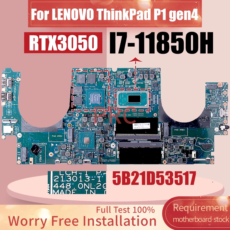 

Материнская плата 213013-1 для ноутбука LENOVO ThinkPad P1 gen4 5B21D53517 SRKT4 I7-11850H RTX3050, материнская плата для ноутбука