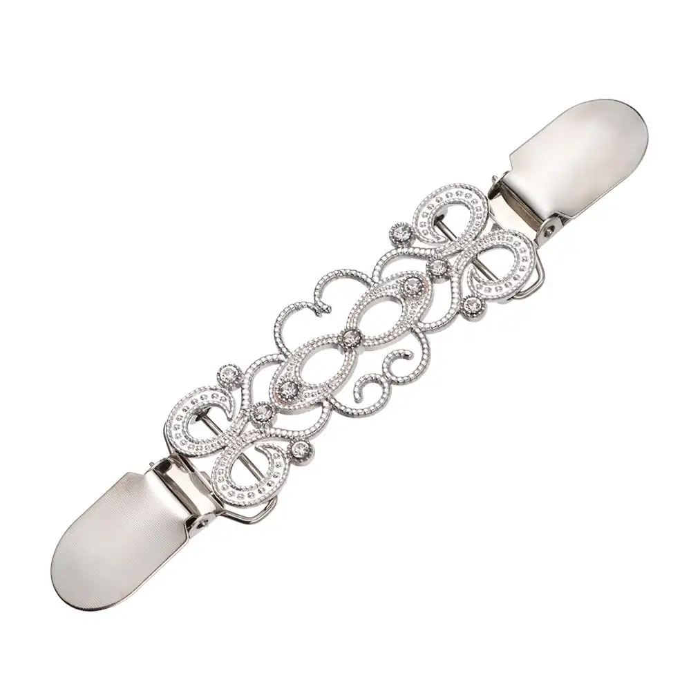 Trendy New Crystal Retro Cardigan Clip Sweater Blouse Pin Shawl Brooch Duck Clip Clasps
