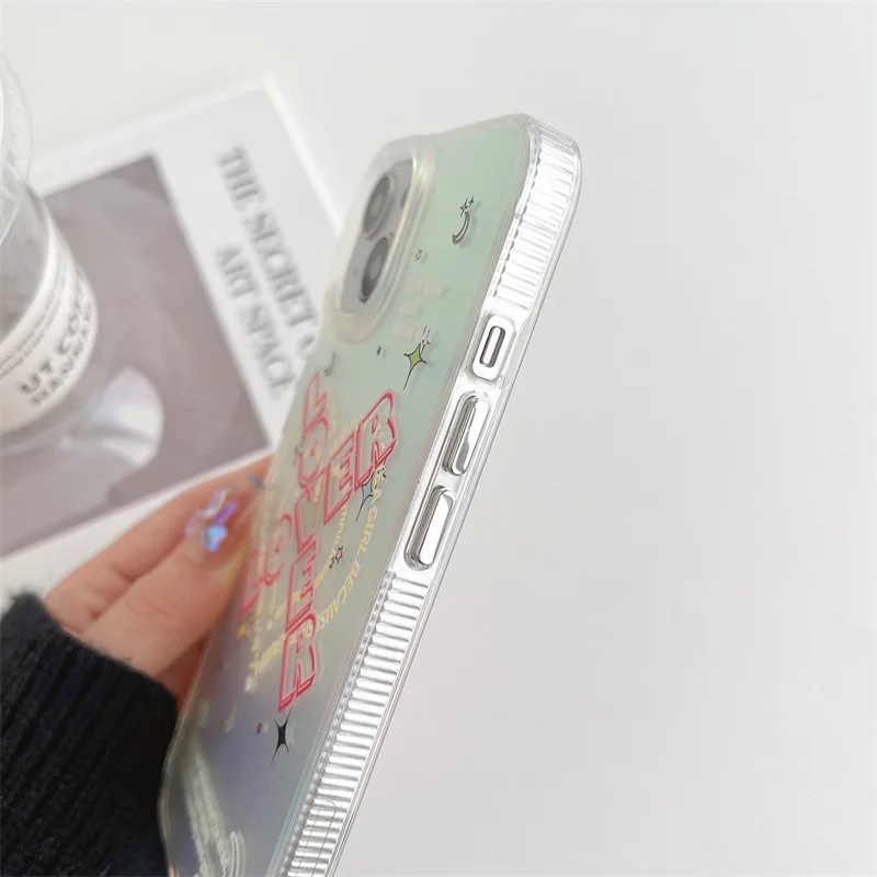 For iPhone 14Promax 2023 New Ins Net Red Korean Style Laser Gradient Acrylic Phone Case 14Pro 13Promax 12 11