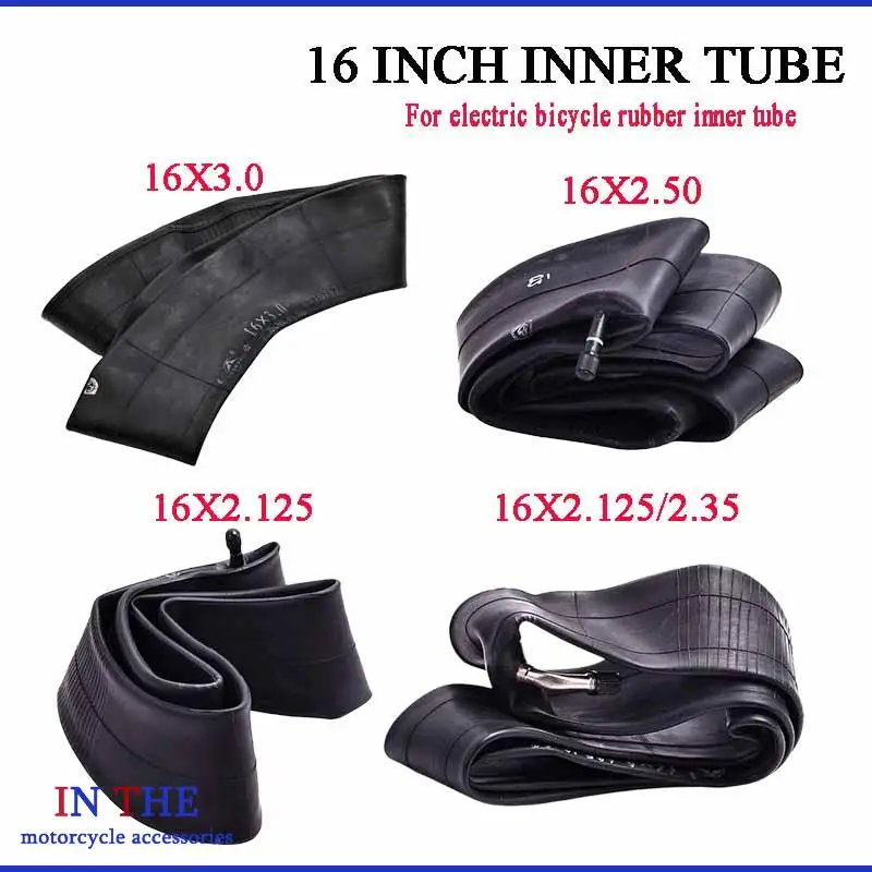 16 inch tire 16x1.75/1.95 16x2.125/2.35 16X2.50 16X2.50/2.70 16X3.0 Electric bicycle for electric bicycle rubber inner tube