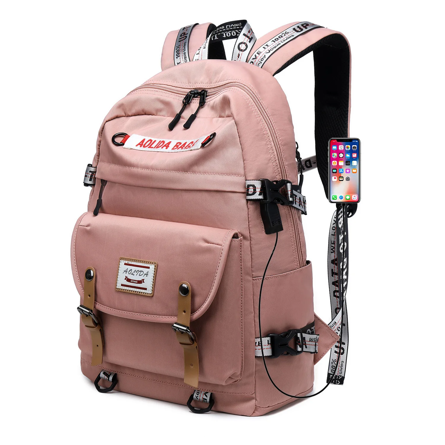Large Capacity College Bags School Backpack For Girls High School Bookbags With USB Charging Port Lady Women Travel Backpacks