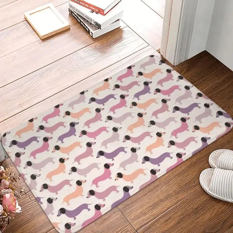 Colorful Dachshund Dog Front Door Mat Anti-Slip Outdoor Absorbent Badger Sausage Puppy Doormat Kitchen Entrance Rug Carpet