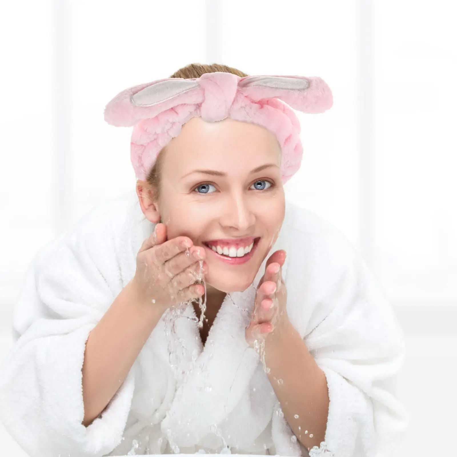 

2Pcs Rabbit Ear Headbands Women Girls Made of Super Stretchy Material Face Wash Makeup Shower Bath Skincare Hair Band