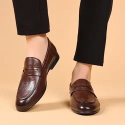Brown Flat Leather Loafers Shoes for Men Fashion 2025 Classic Original Size Man Casual Shoe 45 Comfortable Shipping Free New In