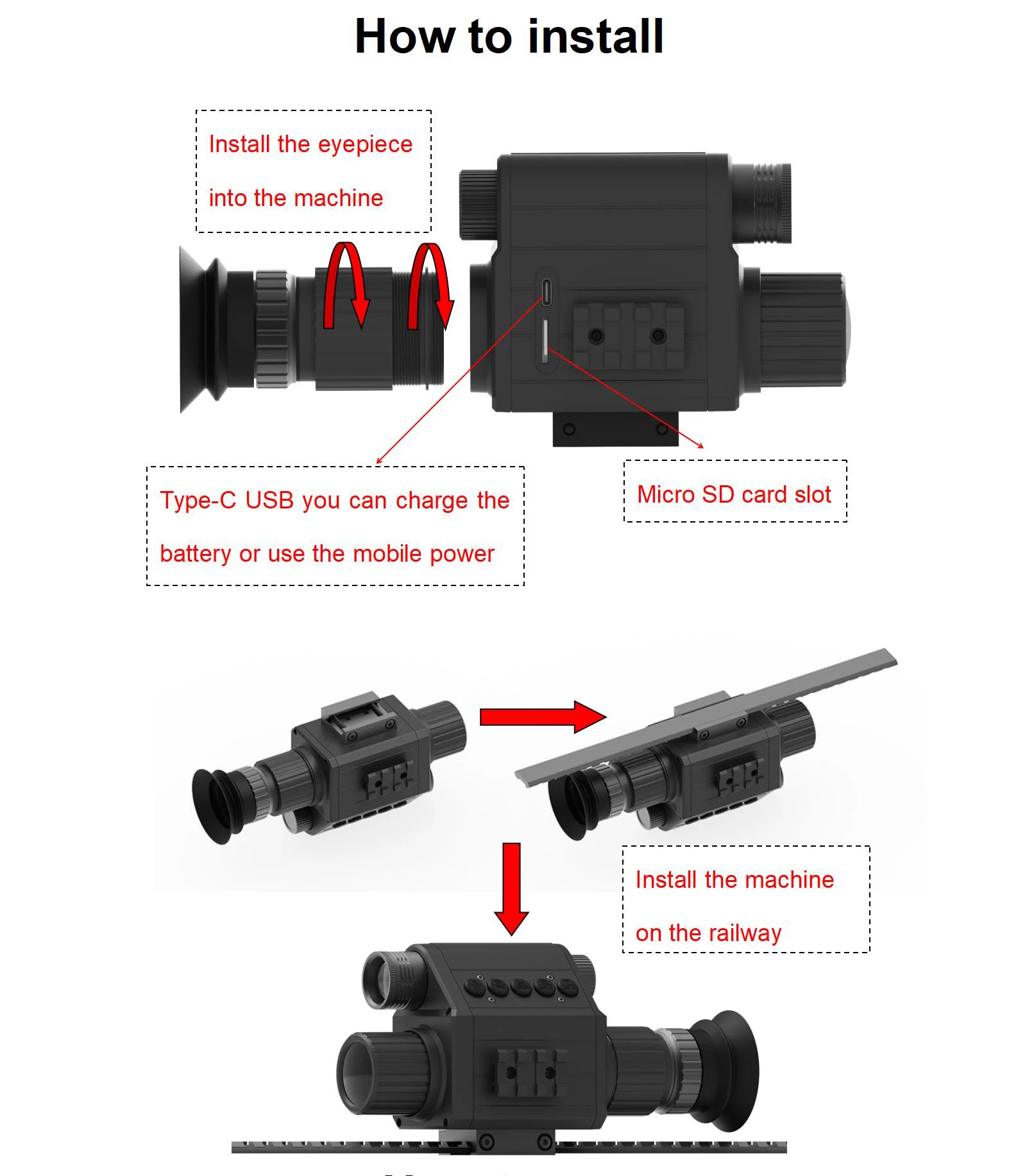 Imagem -03 - Câmera Monocular Digital Visão Diurna e Noturna Rifle Scope Caça 850 ou 940nm ir 1080p Megaorei-m5