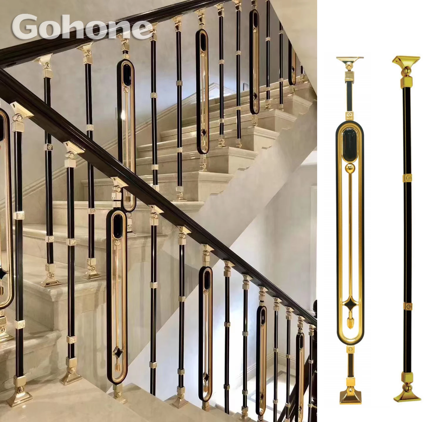 Customized Stair Barrier,Aluminum Art Stair Handrail Guardrail Aluminum Alloy Railing Modern Light Luxury Indoor