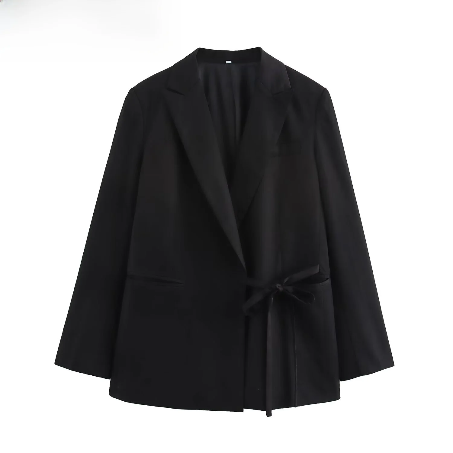 

Ele mat Knot Wrap Long Sve Suit Jaet for Women Autumn Winter New Arrival Commute Sle Straight Cut