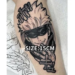 Luna Store-Anime Tatuagem Temporária Etiqueta, Jujutsu Kaisen, Preto Gojo Satoru, Impermeável, Falso Arte Corporal Dos Desenhos Animados