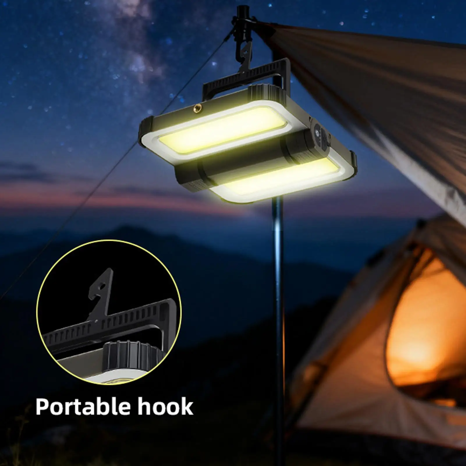 Solar Camping Lantern LED Foldable Magnetic Solar Powered Outdoor Camping Lights For Backpacking Hiking Tent Power Outage