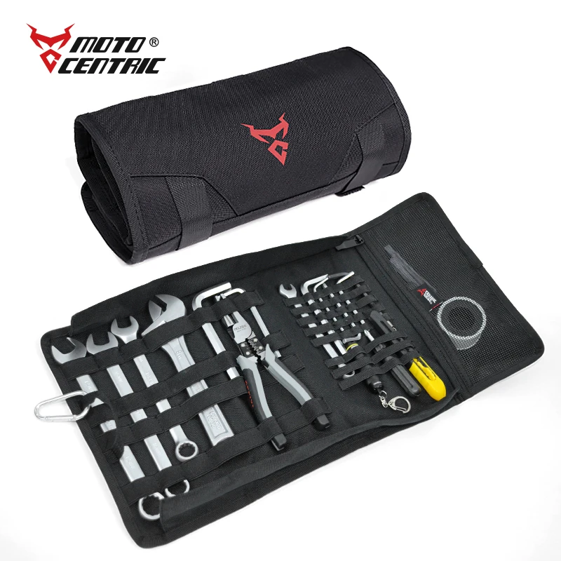 Motorcycle Side Bag Riding Tool Folding Storage Kit Motorcycle Portable Repair Tool Kit Clamp With Waterproof Bags