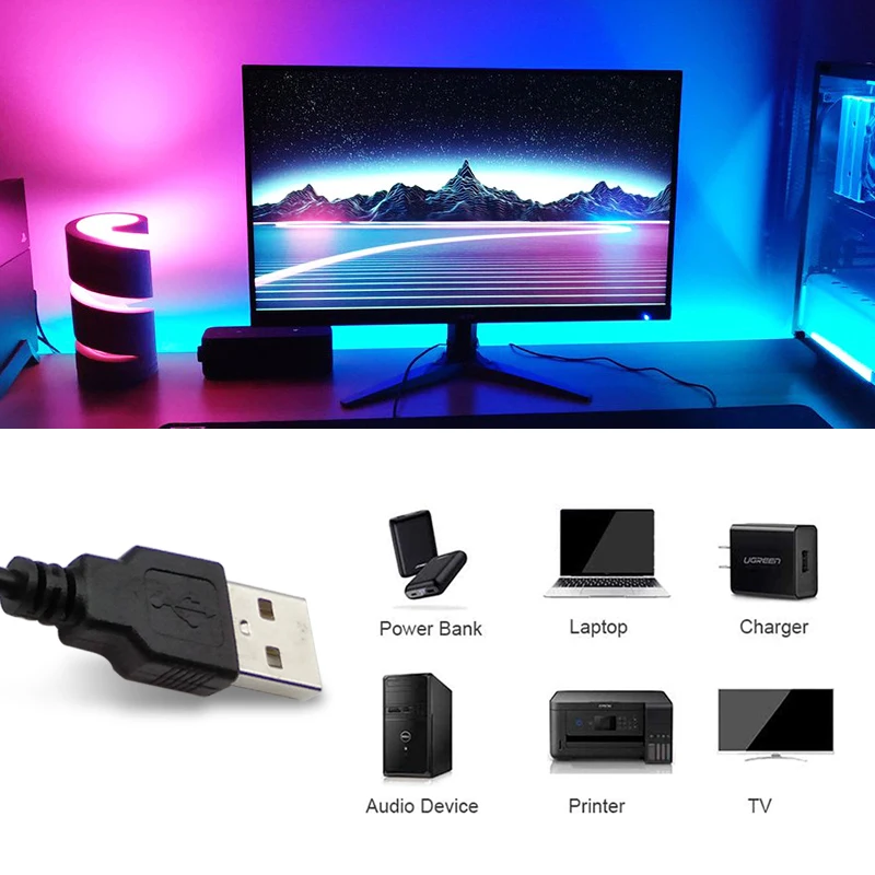 5M 10M Led Lights for TV 3 Key Control Led Strip USB 5V Tape Lights for TV Backlight Home Party Decoration Flexible Ribbon