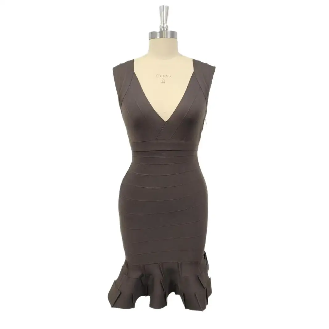 Vestido Sexy Estilo Pure Desire, Falda Corta Ajustada, Cintura Cruzada, Estilo Deado, Talla Pequeña, Ropa Formal, Tela de N...