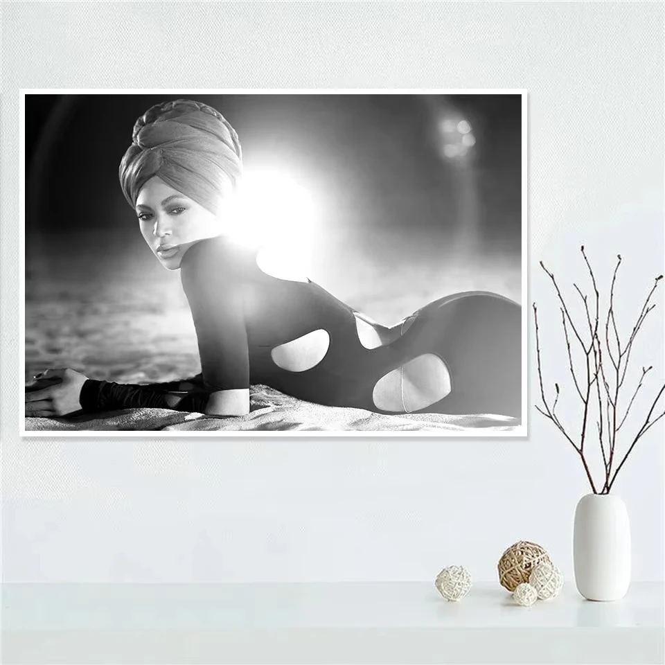 Beyonce Poster Super Music Singer Star Canvas Painting and Prints Photo Portrait Pictures Bar Hotel Cafe Wall Art Decor Mural