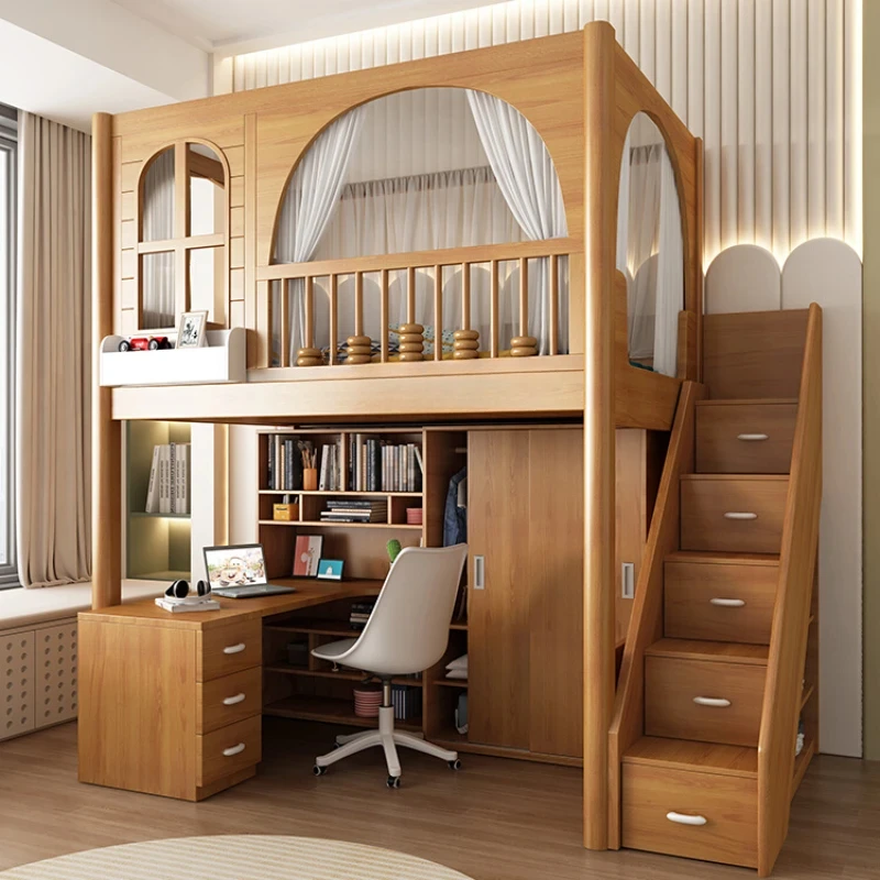 

Bed Table Combined Bed Desk Wardrobe Integrated Upper and Lower Bunk Double Layer Elevated Bed