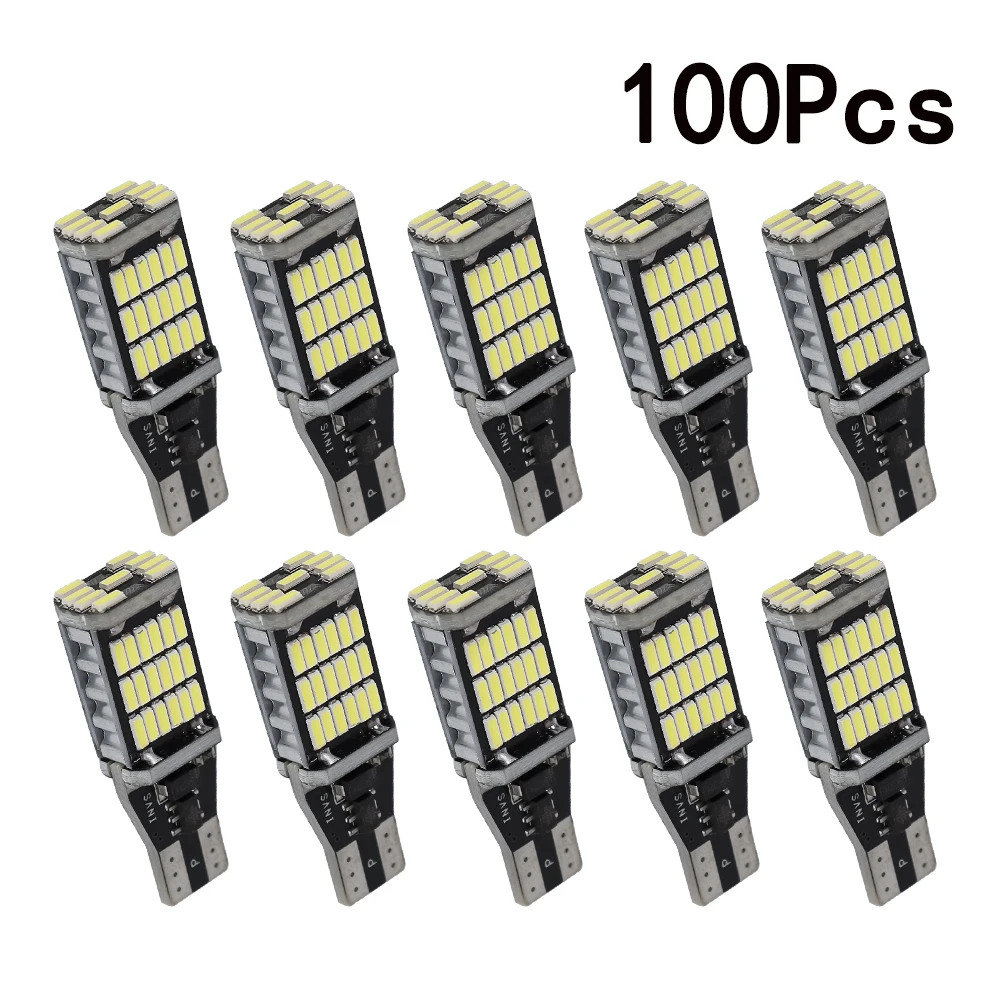 100Pcs T15 W16W 921 912 T16 T10 902 LED Bulbs High Power 45pcs 4014SMD Super Bright 1200LM Replace for Car Reversing Light White