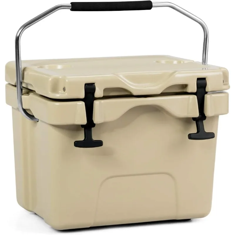 

Goplus 16 Quart Cooler,24-Can Capacity Ice Chest w/ 2 Cup Holders, 3-5 Days Ice Retention,Portable Insulated Ice Box for Camping