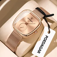 Reloj POEDAGAR de marca de lujo para mujer, relojes de malla de acero inoxidable resistentes al agua para mujer, Reloj de pulsera de cuarzo elegante a la moda para mujer