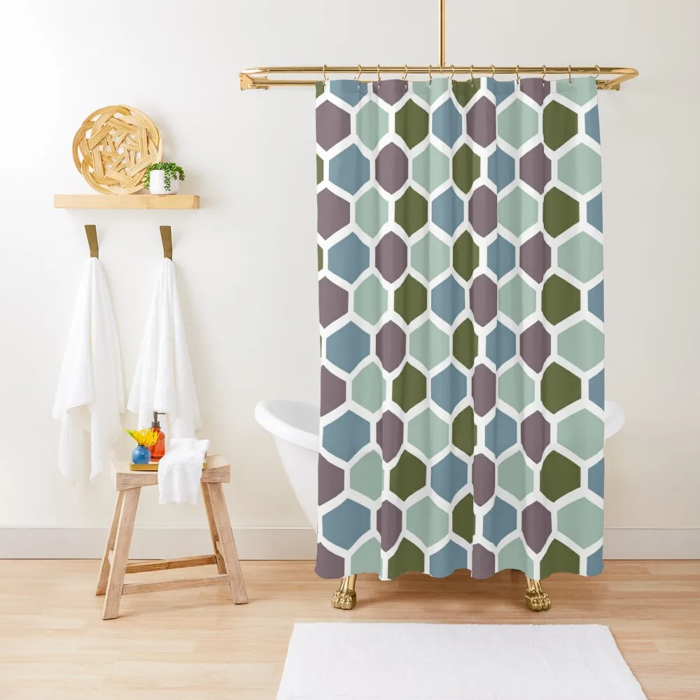 

Mid Century Modern Honeycomb Shower Curtain Shower Bath Waterproof Fabric Shower Funny Curtain