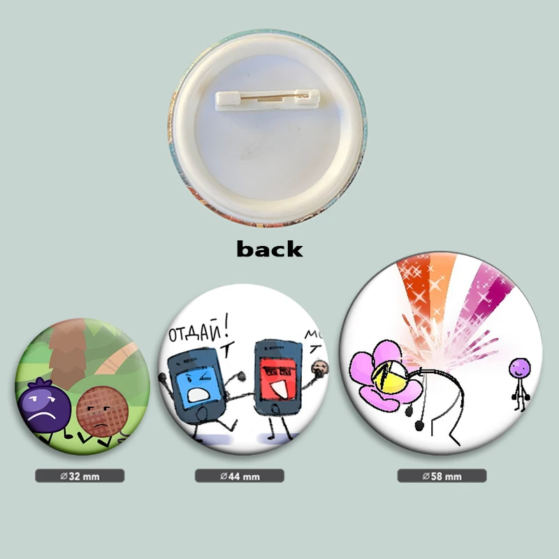 32/50/58mm Anime Inanimate Insanity Character BFDI Memes Soft Button Pin Creative Badge Brooch for Backpack Clothes Decoration