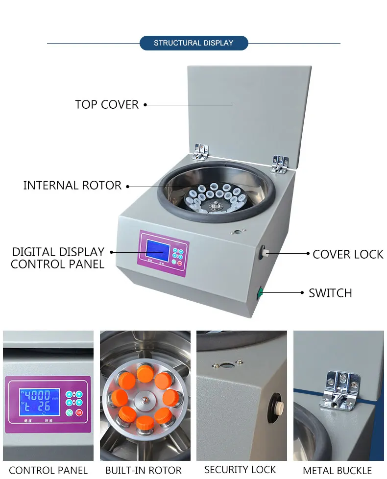 4000rpm Digital Medical Centrifuge Blood Centrifuge Prp Plasma Centrifuge Machine 200w Adjustable speed and time Lab Centrifuge