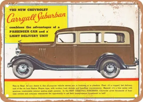 METAL SIGN - 1935 Chevy Carryall Suburban Vintage Ad